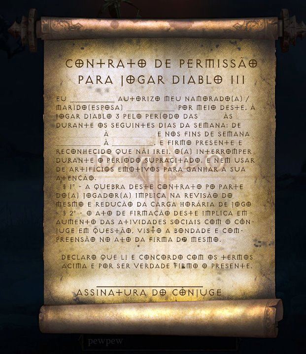 Contrato de permissão para jogar Diablo 3
