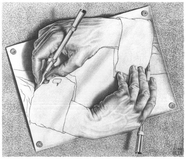 "Drawing Hands", M. C. Escher