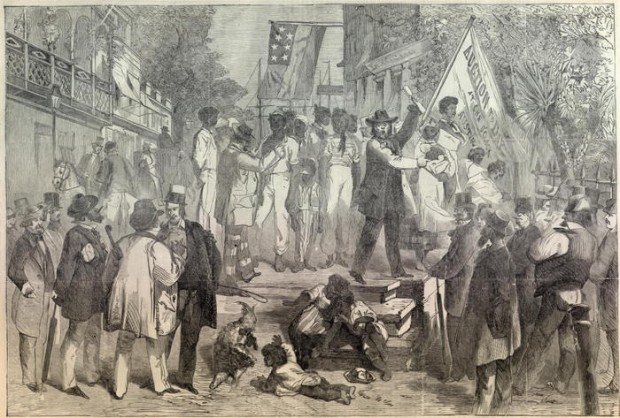 Leilão de escravos nos Estados Unidos.
