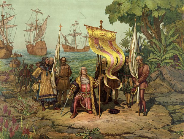 Colombo tomando posse da Ilha de São Domingos