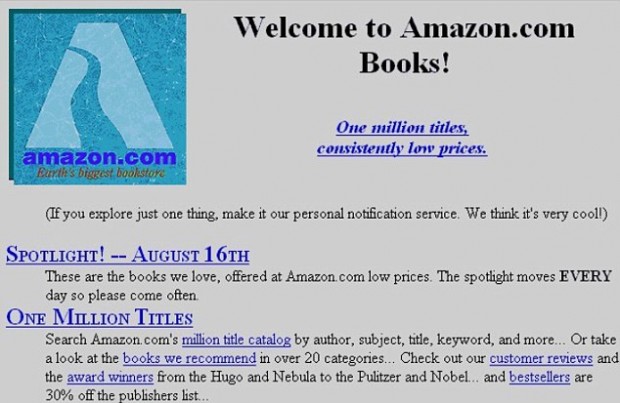 Página inicial da Amazon em 1994.